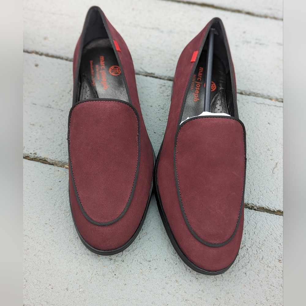 Marc Joseph New York Butler Street Loafers in Wine Nobuck
